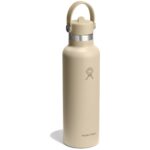 hydro flask 21oz standard mouth insulated bottle flex straw cap 621ml oat 1 1923799